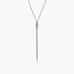 John Hardy Love Knot Silver Y Necklace with Diamond Pave