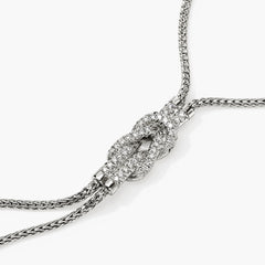 John Hardy Love Knot Gold Y Necklace with Diamond Pave