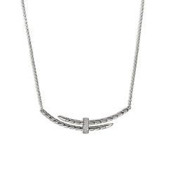John Hardy Spear Silver Diamond Pavé Station Necklace