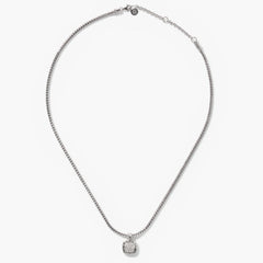 John Hardy Icon Silver Diamond Square Drop Pendant Necklace