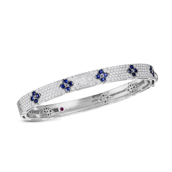 Roberto Coin Love in Verona Pave Diamond and Blue Sapphire Bangle