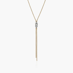John Hardy Love Knot Silver Y Necklace with Diamond Pave
