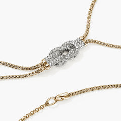 John Hardy Love Knot Silver Y Necklace with Diamond Pave
