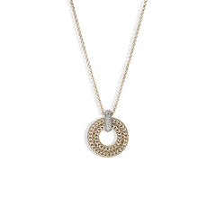 John Hardy Icon Link Diamond Pave Gold Round Necklace