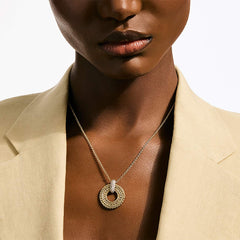 John Hardy Icon Link Diamond Pave Gold Round Necklace