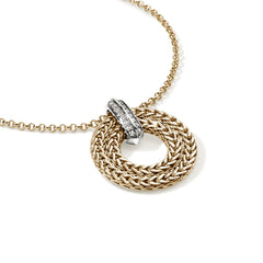 John Hardy Icon Link Diamond Pave Gold Round Necklace