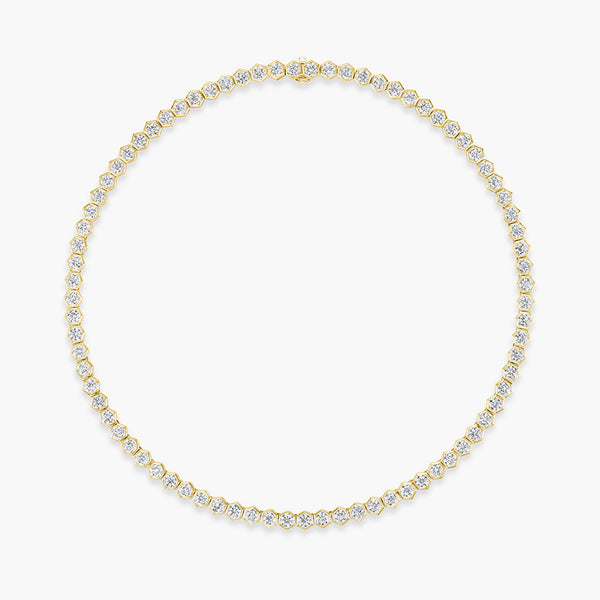 8.95 Carat Hexagon Bezel Diamond Tennis Necklace