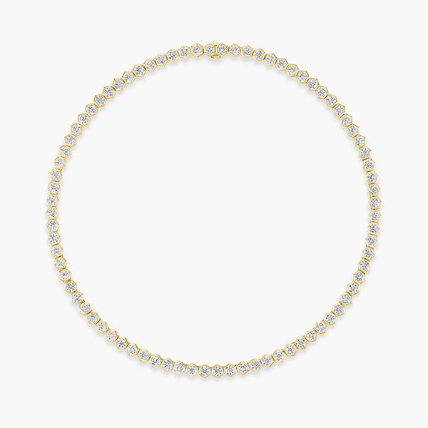8.95 Carat Hexagon Bezel Diamond Tennis Necklace