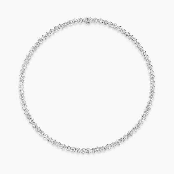 20 Carat Hexagon Bezel Diamond Tennis Necklace