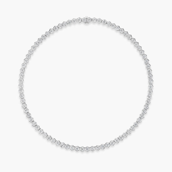 20 Carat Hexagon Bezel Diamond Tennis Necklace