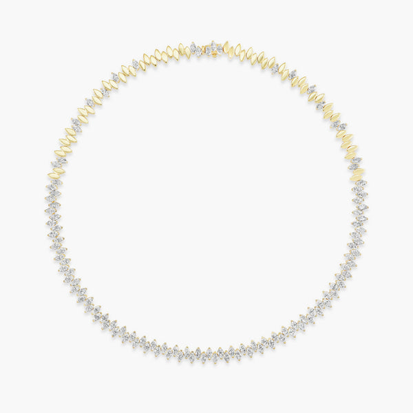 13 Carat Halfway Marquise Diamond Tennis Necklace