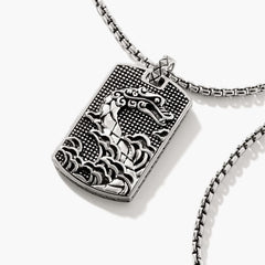 John Hardy Legends Naga Silver Dog Tag Pendant Necklace