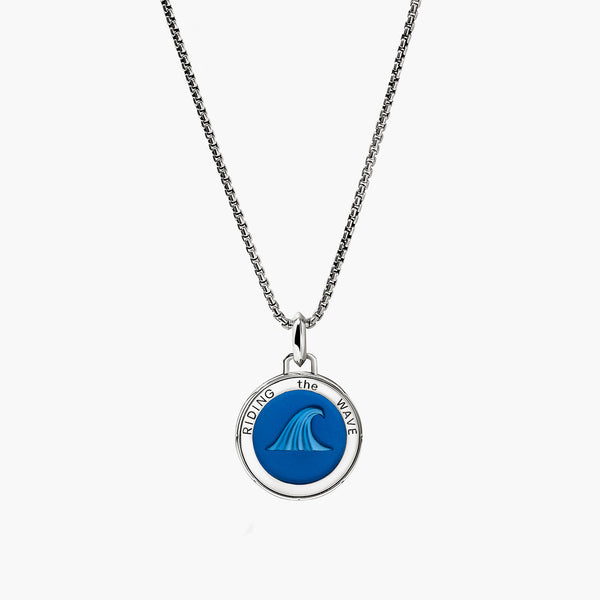 John Hardy Modern Talisman Wave Blue Enamel Necklace