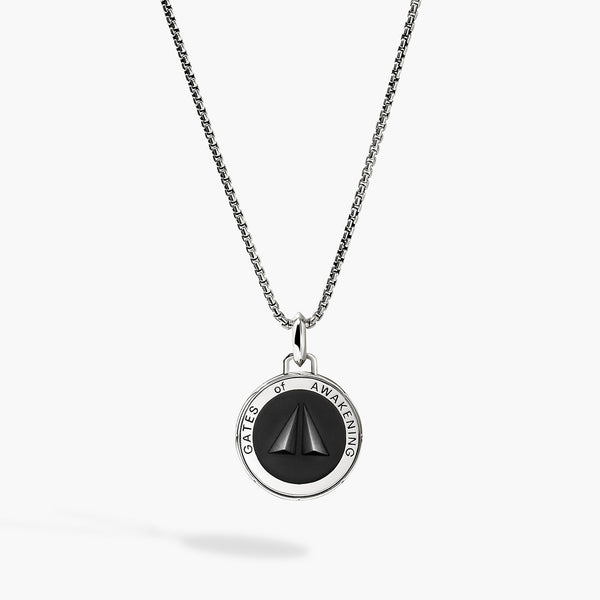John Hardy Modern Talisman Split Gate Grey Enamel Necklace