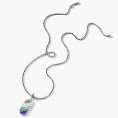 John Hardy Classic Chain 18K Two Tone Box Chain with Mixed Stone Pendant
