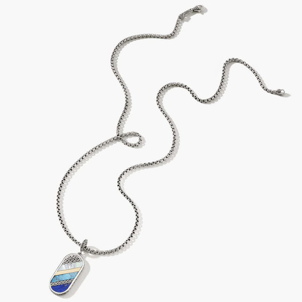 John Hardy Classic Chain 18K Two Tone Box Chain with Mixed Stone Pendant