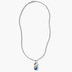 John Hardy Classic Chain 18K Two Tone Box Chain with Mixed Stone Pendant