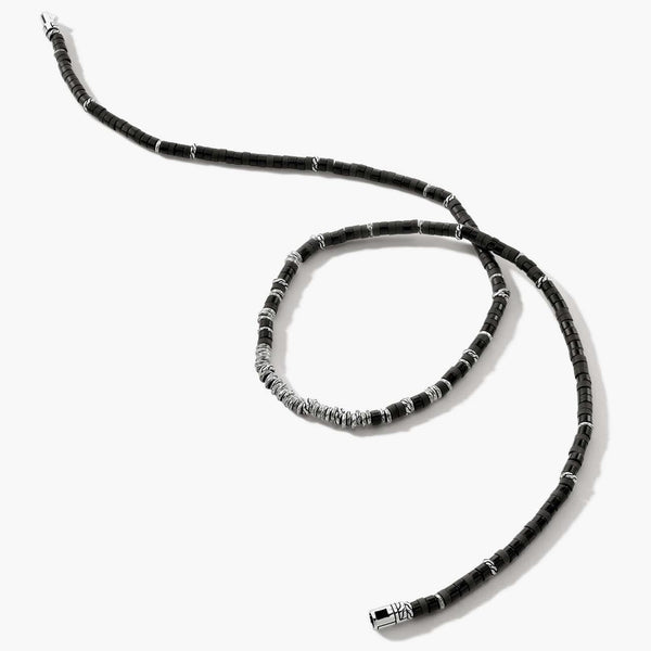 John Hardy Black Onyx Heishi Silver Necklace