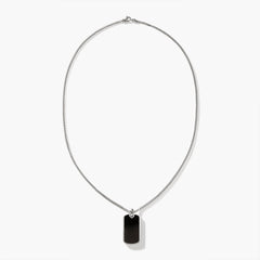 John Hardy Silver Dog tag Pendant on Etruscan Chain Necklace with Treated Onyx