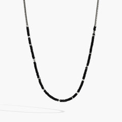 John Hardy Heishi Silver Slim Chain Necklace with Black Onyx