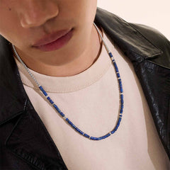 John Hardy Heishi Silver Slim Chain Necklace with Lapis Lazuli