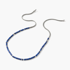 John Hardy Heishi Silver Slim Chain Necklace with Lapis Lazuli