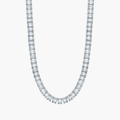 North-south emerald diamond tennis necklace in 18K white gold with 17.9ct diamonds, front view