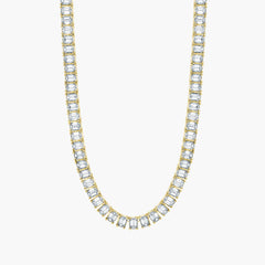 North South Emerald Diamond Tennis Necklace