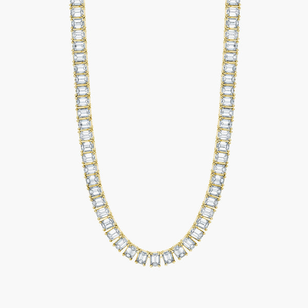 North South Emerald Diamond Tennis Necklace