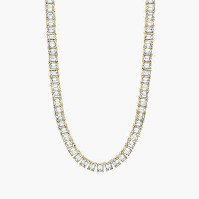 North South Emerald Diamond Tennis Necklace - Private Label product