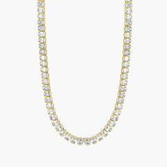 North-south emerald diamond tennis necklace in 18K yellow gold with 13.1ct diamonds, front view