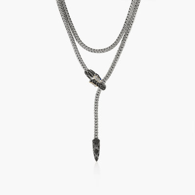 John Hardy Silver and Gold Naga Necklace with Black Sapphires - John Hardy product