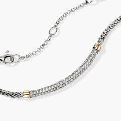 John Hardy Essential Pave Diamond Two-Tone Bar Necklace - 2.5mm