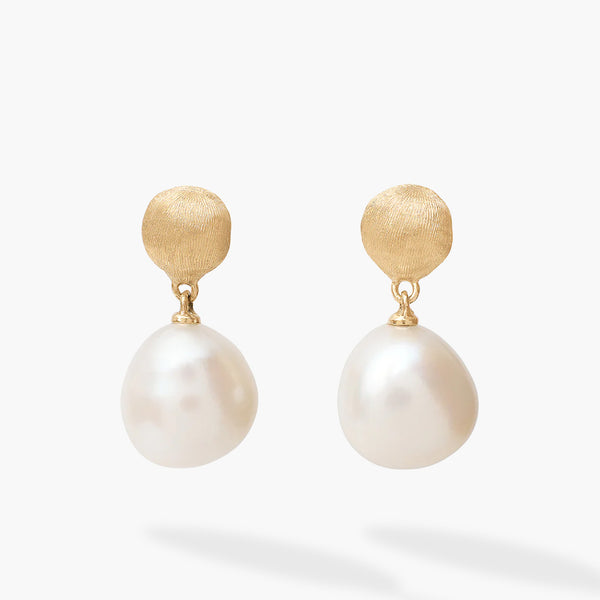 Marco Bicego Africa Small Pearl Drop Earrings in 18K Yellow Gold