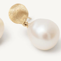 Marco Bicego Africa Small Pearl Drop Earrings in 18K Yellow Gold