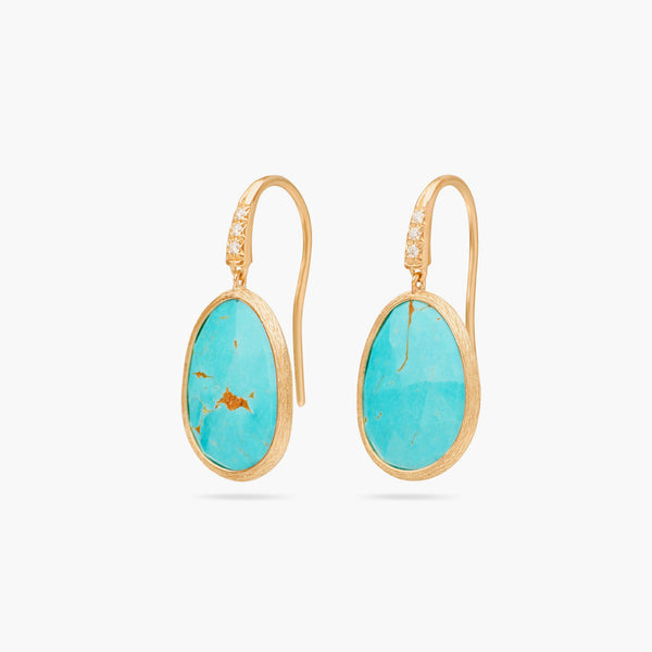 Marco Bicego Lunaria Turquoise and Diamond Drop Earrings