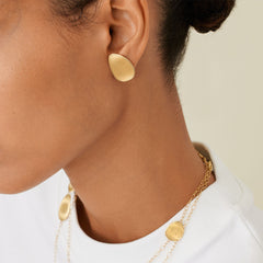 Marco Bicego Lunaria Yellow Gold Medium Leaf Stud Earrings