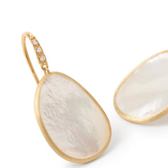 Marco Bicego Lunaria Mother of Pearl French Wire Diamond Drop Earrings