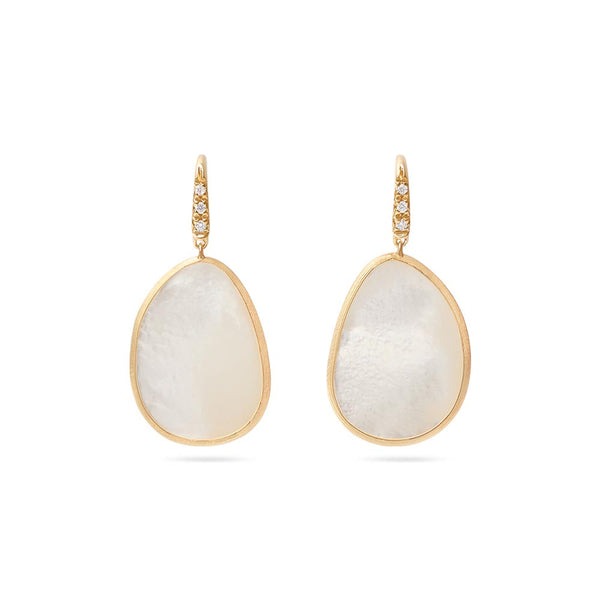 Marco Bicego Lunaria Mother of Pearl French Wire Diamond Drop Earrings