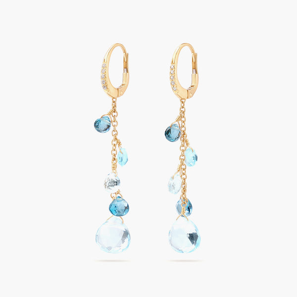 Marco Bicego Paradise Alta Mixed Topaz Yellow Gold Single-Strand Earrings