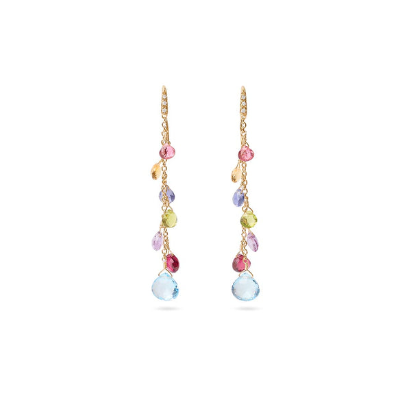 Marco Bicego Paradise 7 Mixed Gemstone Drop Earrings with Diamonds