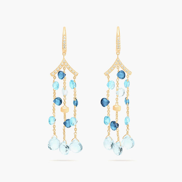 Marco Bicego Paradise Alta Mixed Topaz Three-Strand Chandelier Earrings