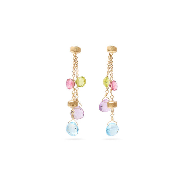 Marco Bicego Paradise Yellow Gold Mixed Gemstone Two Strand Drop Earrings
