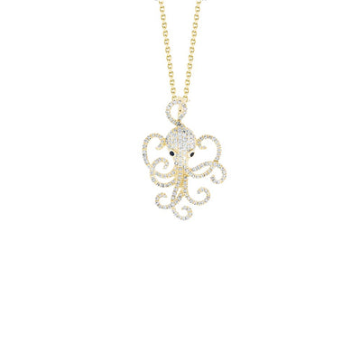 Roberto Coin Tiny Treasures Diamond Octopus Pendant in Yellow Gold - Roberto Coin product