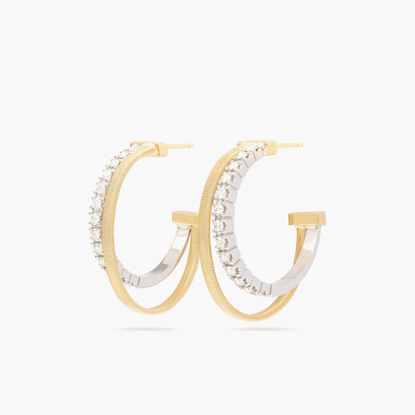Marco Bicego Masai Yellow Gold Diamond Double Hoop Earrings