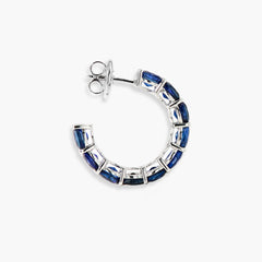 Blue Sapphire Oval-Cut Open Hoop Earrings