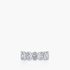 Oval-cut diamond bezel-set eternity band in 18K white gold