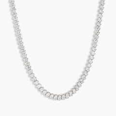 18 Carat Oval Bead Diamond Tennis Necklace