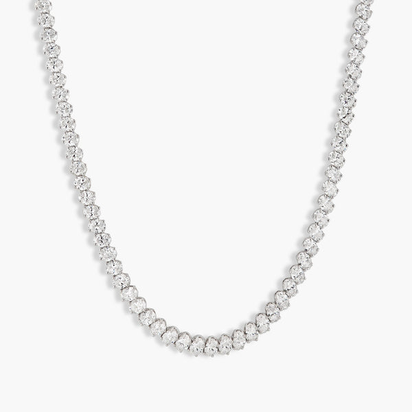18 Carat Oval Bead Diamond Tennis Necklace