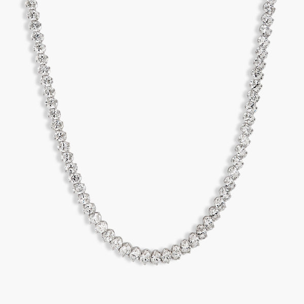 18 Carat Oval Bead Diamond Tennis Necklace